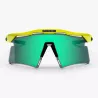 Vue de face des lunettes SCICON Aeroshade 2.0 Titanium Yellow Fluo à écran vert miroir