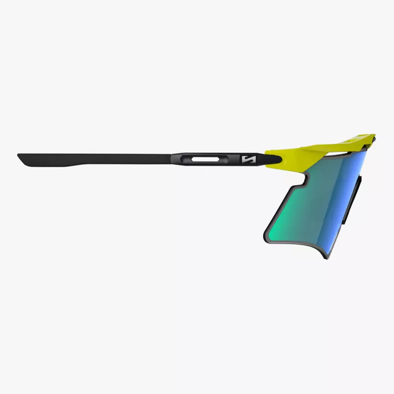 Vue de profil des SCICON Aeroshade 2.0 Titanium Yellow Fluo avec branche en titane