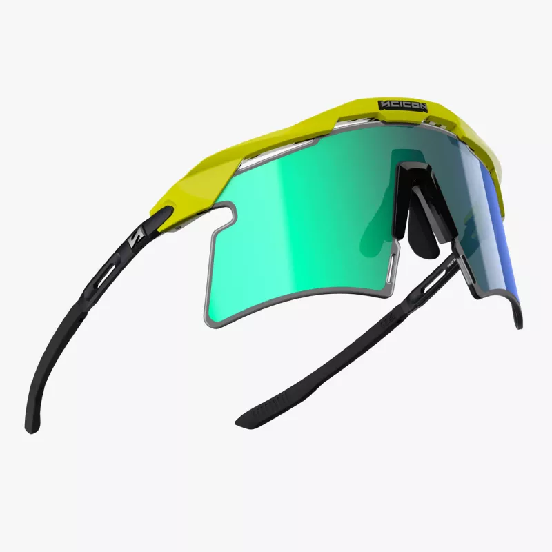 Vue intérieure des lunettes SCICON Aeroshade 2.0 Titanium Yellow Fluo Multimirror Green
