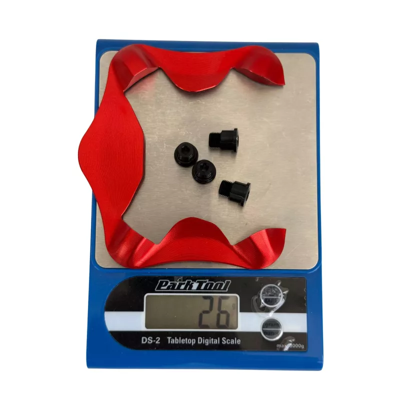 Cover Alugear 8100 rouge pesés 26g sur balance Park Tool