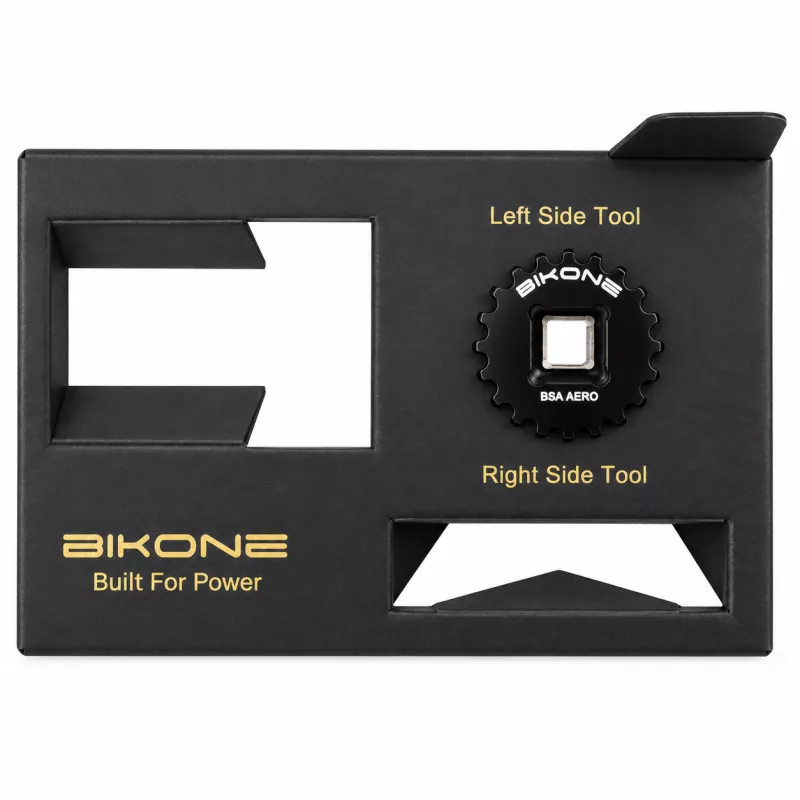 Insert du coffret Bikone avec outils gauche et droit fournis pour le montage du boîtier de pédalier