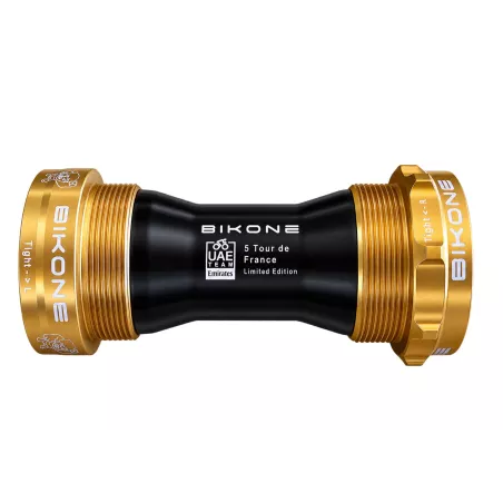 Boîtier de pédalier Bikone BSA 68 mm axe 24 mm noir et doré édition UAE 5 Tour de France