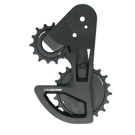 Black CyclingCeramic SRAM XPLR 13-speed oversized cage with 14T and 20T pulley wheels