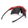 Rear view of red SCICON Aeroshade 2.0 Titanium cycling sunglasses, adjustable nosepiece and temples
