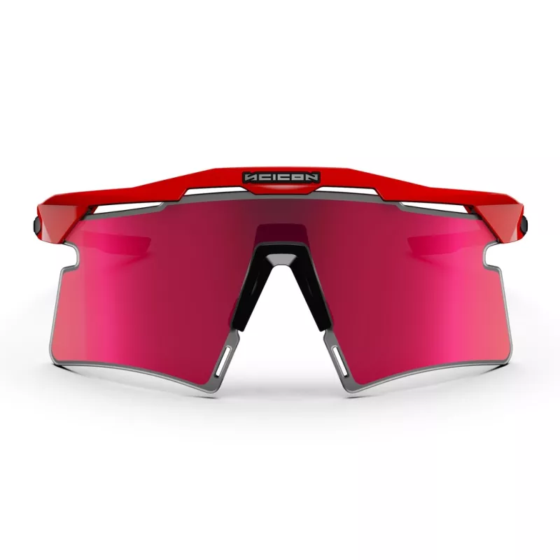 SCICON Aeroshade 2.0 Rouge Vuelta front view with pink mirrored panoramic shield