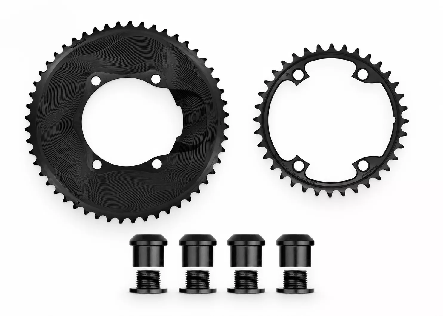 Kit ALUGEAR AERO Shimano 12 vitesses complet : grand plateau, petit plateau et visserie, photo Velo-Perso